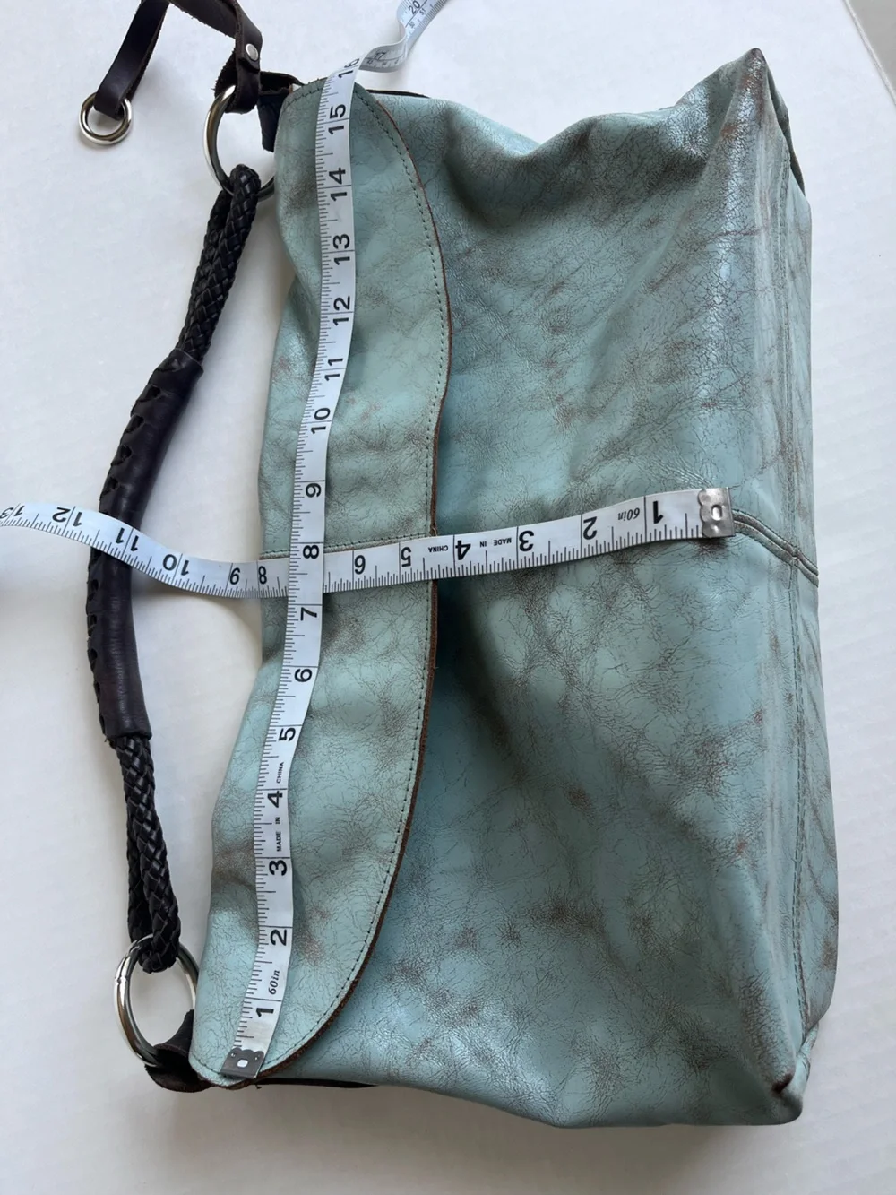 Henri Lou Turquoise Distressed Leather Boho Western Hobo Shoulder Bag